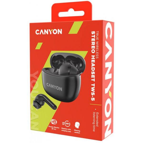 Фото - Навушники вкладиші бездротові TWS Canyon TWS-5 (CNS-TWS5B) Black