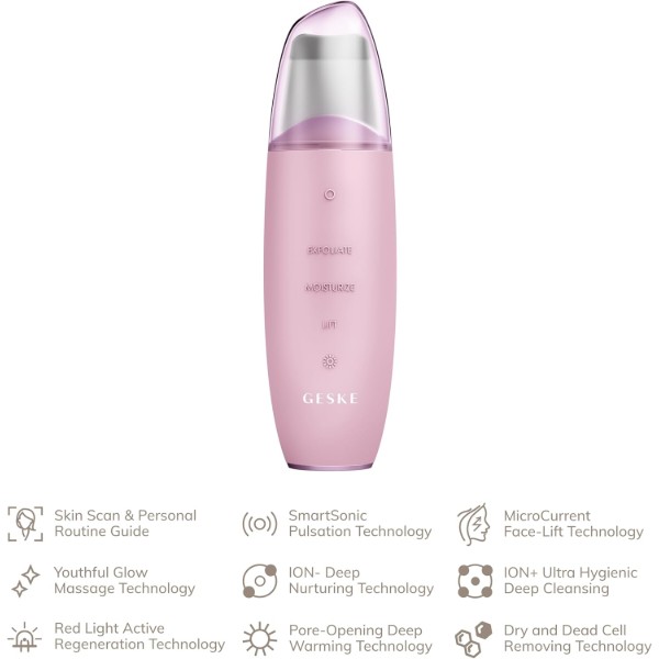 Фото - Прилад для чищення обличчя GESKE MicroCurrent Skin Scrubber & Blackhead Remover 9 в 1 (GK000044PK01)