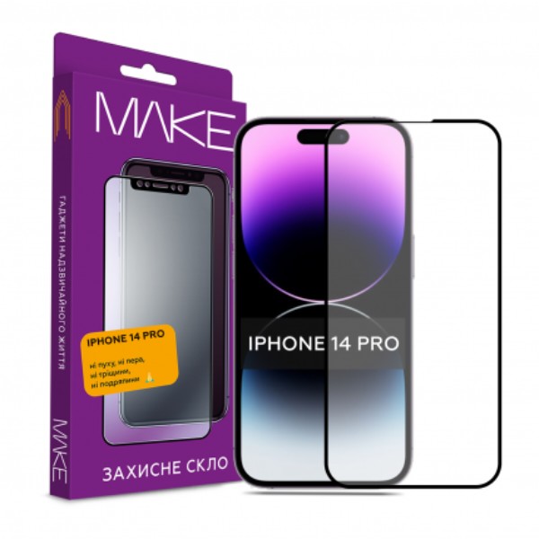 Фото - Захисне скло для смартфону MAKE Full Cover Full Glue Apple iPhone 14 Pro (MGF-AI14P)