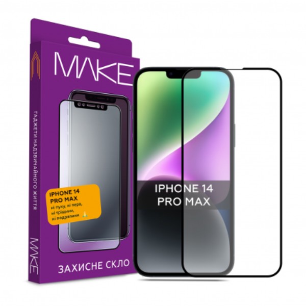 Фото - Защитное стекло для смартфона MAKE Full Cover Full Glue Apple iPhone 14 Pro Max (MGF-AI14PM)