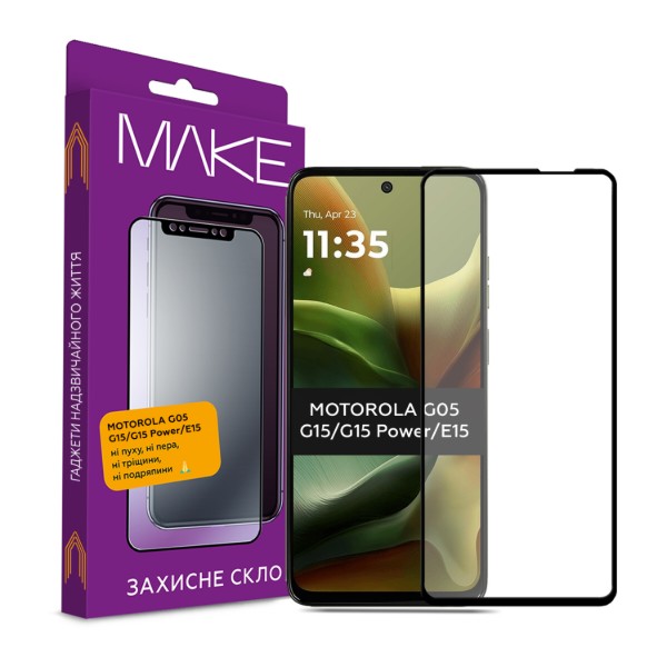 Фото - Захисне скло для смартфону MAKE Motorola G05/G15/G15 Power/E15 (MGF-MG05/G15/G15P/E15) Фото - Захисне скло для смартфону MAKE Motorola G05/G15/G15 Power/E15 (MGF-MG05/G15/G15P/E15)