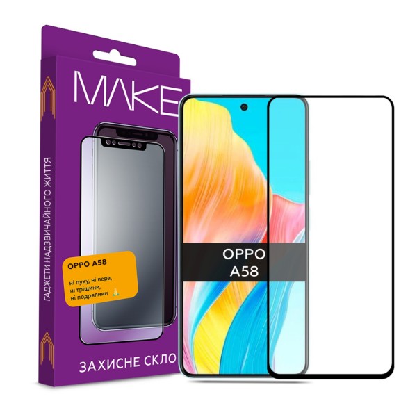 Фото - Захисне скло для смартфону MAKE Full Cover Full Glue Oppo A58 (MGF-OA58)