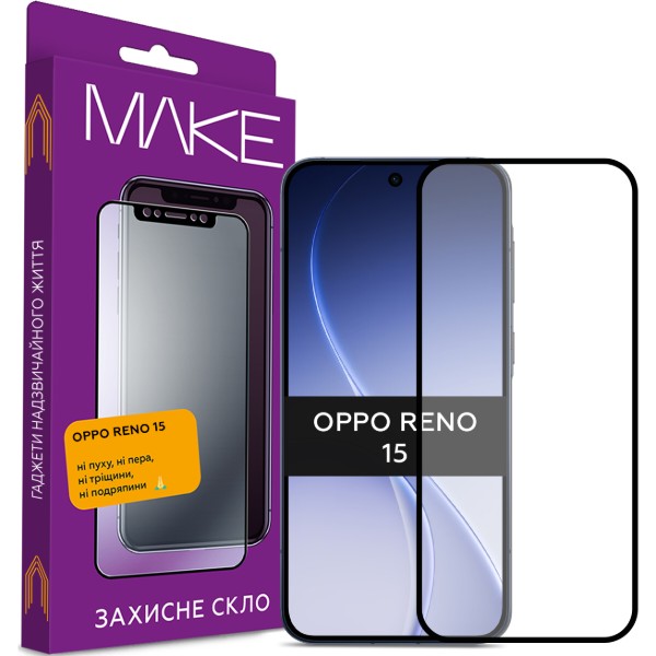 Фото - Захисне скло для смартфону MAKE For Oppo Reno15 (MGF-OR15) Фото - Захисне скло для смартфону MAKE For Oppo Reno15 (MGF-OR15)