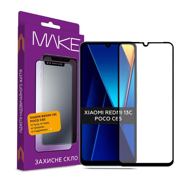 Фото - Захисне скло для смартфону MAKE FCFG Xiaomi Redmi 13C/Poco C65 (MGF-XR13C/PC65)