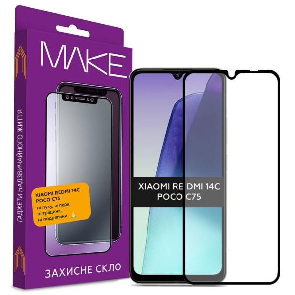 Фото - Захисне скло для смартфону MAKE FCFG Xiaomi Redmi 14C/Poco C75 (MGF-XR14C/PC75)