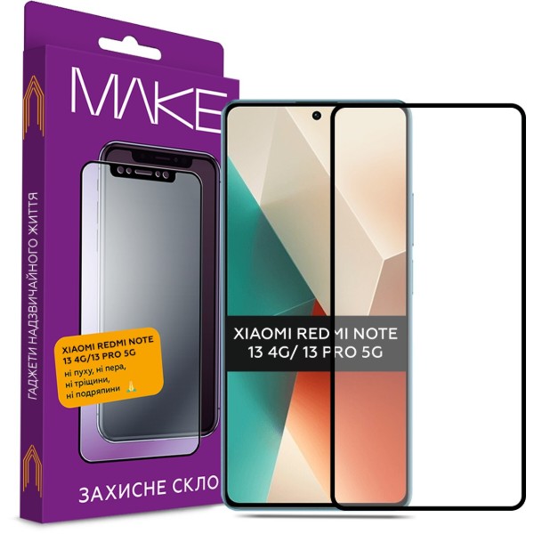Фото - Защитное стекло для смартфона MAKE FCFG Xiaomi Redmi Note 13 4G/Note 13 Pro 5G (MGF-XRN134G/N13P5G)