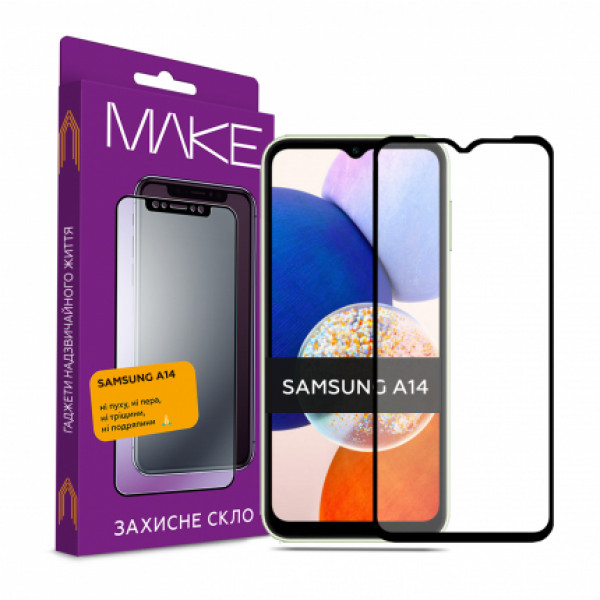 Фото - Захисне скло для смартфону MAKE Full Cover Full Glue Samsung A14 (MGF-SA14)