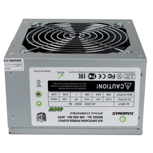 Фото - Блок живлення для ПК Gamemax ATX 400W APF 12 см з кабелем живлення (GM-400W-80+APFC)
