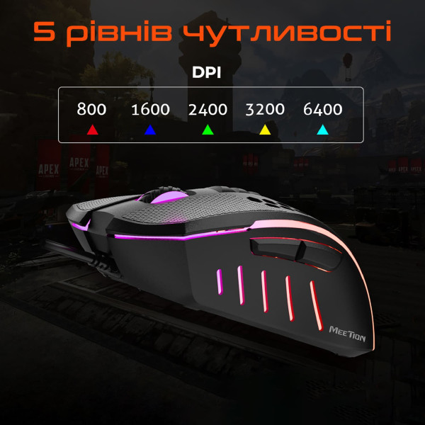 Фото - Мышь проводная игровая Meetion GM15 USB Black (MT-GM015-A)