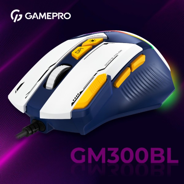 Фото - Миша дротова ігрова GamePro GM300BL Blue-White