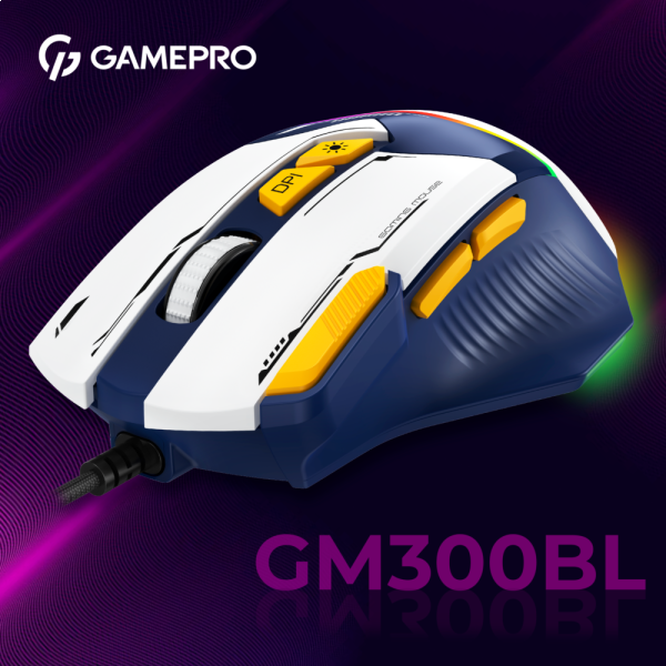 Фото - Миша дротова ігрова GamePro GM300BL Blue-White