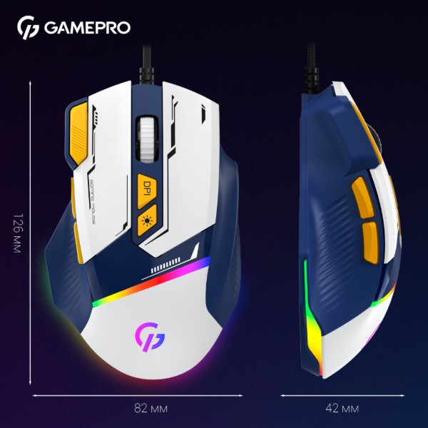 Фото - Миша дротова ігрова GamePro GM300BL Blue-White