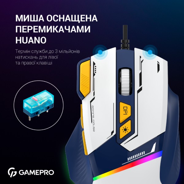 Фото - Миша дротова ігрова GamePro GM300BL Blue-White
