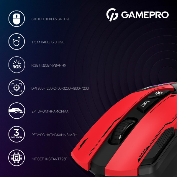 Фото - Миша дротова ігрова GamePro GM300R