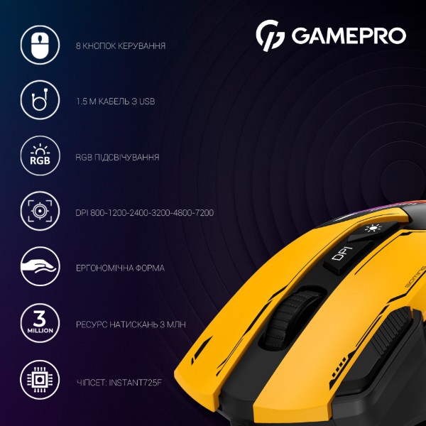 Фото - Миша дротова ігрова GamePro GM300Y