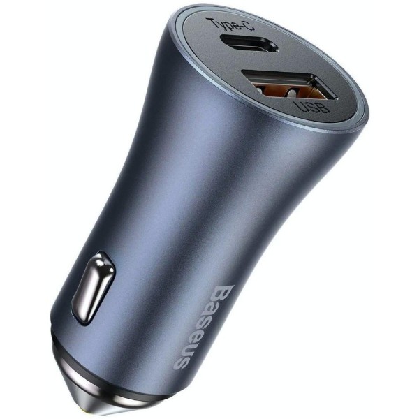 Фото - Автомобільний зарядний пристрій Baseus Golden Contactor Pro Dual Quick Charger Car Charger U+C 40W Dark Gray (CCJD-0G)