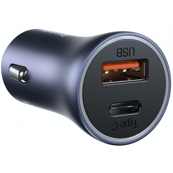 Фото - Автомобільний зарядний пристрій Baseus Golden Contactor Pro Dual Quick Charger Car Charger U+C 40W Dark Gray (CCJD-0G)