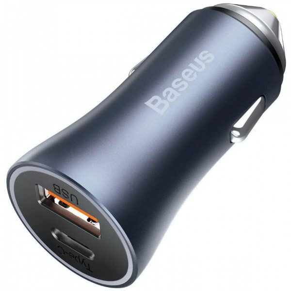 Фото - Автомобільний зарядний пристрій Baseus Golden Contactor Pro Dual Quick Charger Car Charger U+C 40W Dark Gray (CCJD-0G)