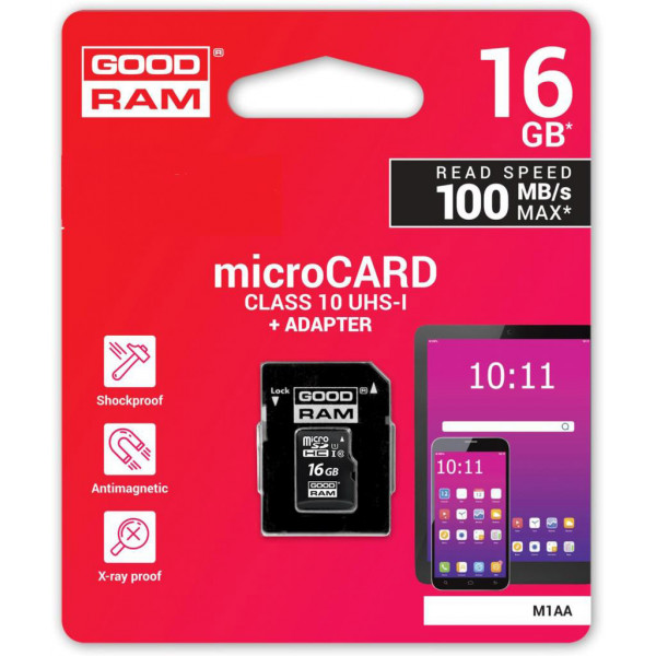 Фото - Карта пам'яті Goodram microSDHC 16GB Class 10 (M1AA-0160R12)