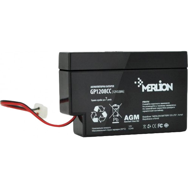 Фото - Акумулятор для ДБЖ Merlion 12V-0.8Ah (GP1208СС)