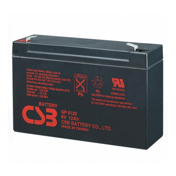 Фото - Акумулятор для ДБЖ CSB 6V 12Ah (GP6120)