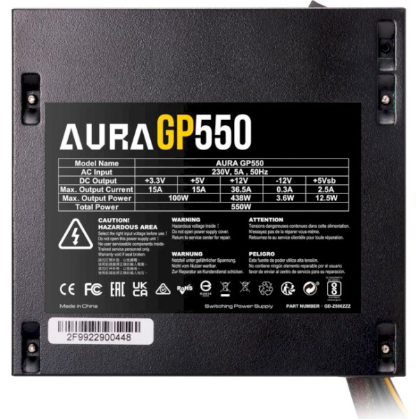 Фото - Блок живлення для ПК Gamdias AURA GP550 (4712960136984)