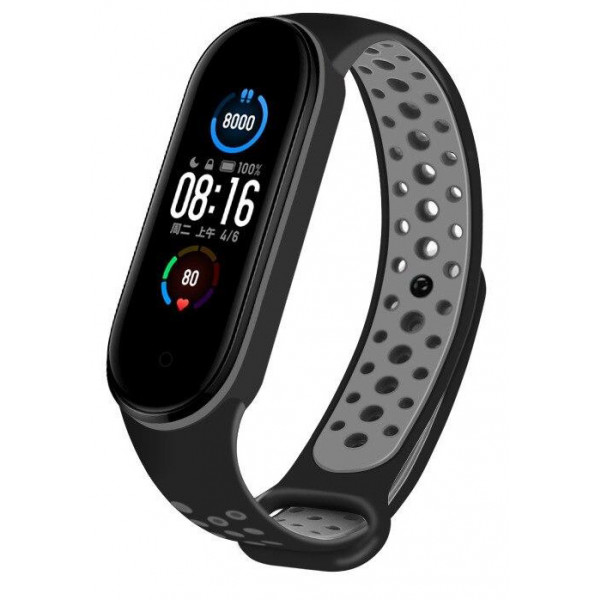 Фото - Ремінець для фітнес-браслету BeCover Vents Style for Xiaomi Mi Smart Band 7 Black-Gray (710504)