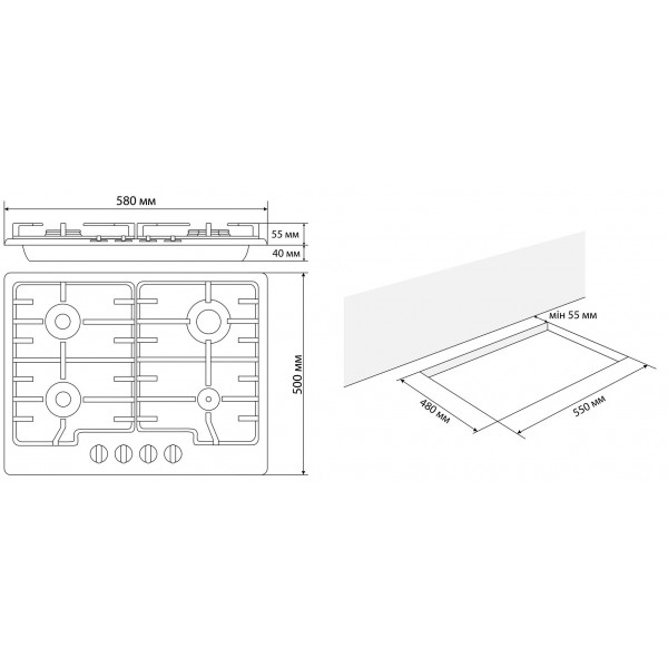 Фото - Варочная панель газовая ELEYUS GRACIA 60 WH EF