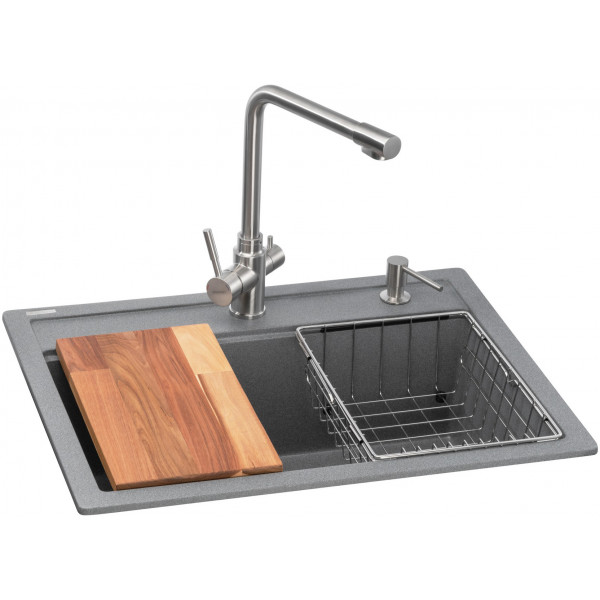 Фото - Мийка кухонна+змішувач+дозатор GRANADO Optimal Artes grafito (+Badalona LUX inox+Redondo inox+кошик+дошка) Фото - Мийка кухонна+змішувач+дозатор GRANADO Optimal Artes grafito (+Badalona LUX inox+Redondo inox+кошик+дошка)