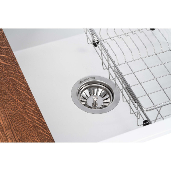 Фото - Мийка кухонна+змішувач GRANADO Optimal Estella white (+Badalona LUX inox + дозатор Redondo inox + кошик + дошка)