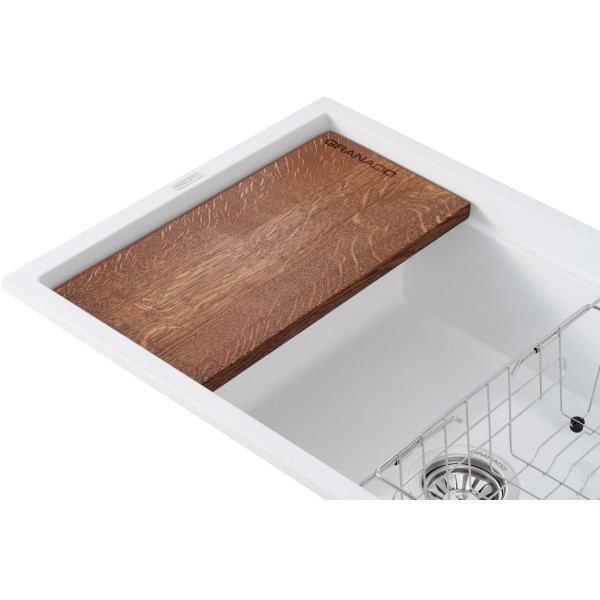 Фото - Мийка кухонна+змішувач GRANADO Optimal Estella white (+Badalona LUX inox + дозатор Redondo inox + кошик + дошка)