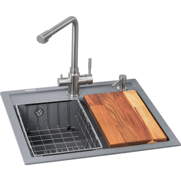 Фото - Мийка кухонна+змішувач GRANADO Optimal Lerida grafito (+ Badalona LUX inox + дозатор Redondo inox + кошик + дошка) Фото - Мийка кухонна+змішувач GRANADO Optimal Lerida grafito (+ Badalona LUX inox + дозатор Redondo inox + кошик + дошка)
