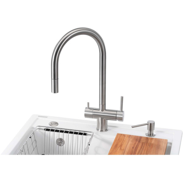 Фото - Мийка кухонна+змішувач GRANADO Royal Artes white (+ подрібнювач Algar + Ferrol inox + дозатор Redondo inox + кошик + дошка)