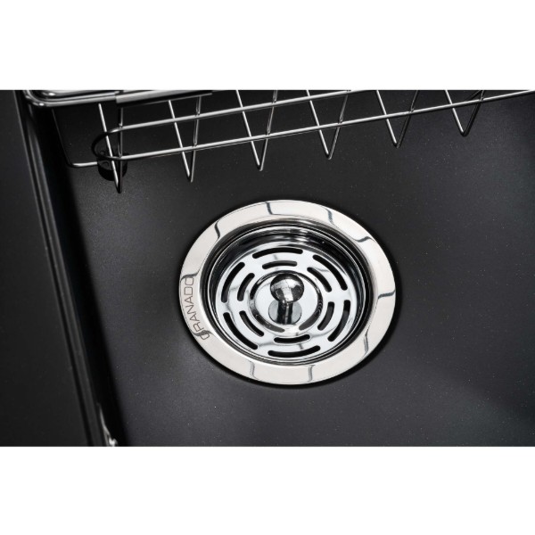 Фото - Мийка кухонна+змішувач GRANADO Royal Lerida black shine (+ подрібнювач Algar + Ferrol inox + дозатор Redondo inox + кошик + дошка)