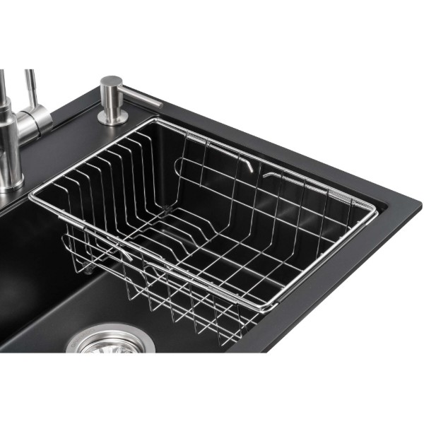 Фото - Мийка кухонна+змішувач GRANADO Royal Lerida black shine (+ подрібнювач Algar + Ferrol inox + дозатор Redondo inox + кошик + дошка)