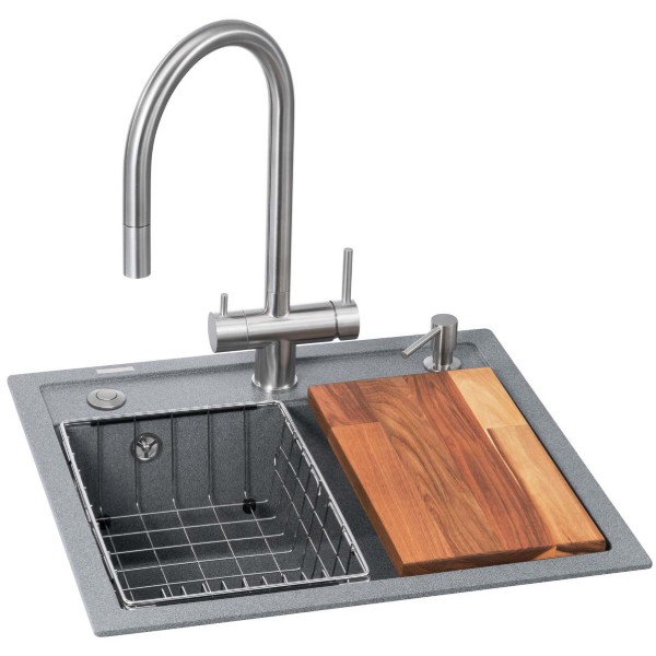 Фото - Мойка кухонная+смеситель GRANADO Royal Lerida grafito (+ измельчитель Algar + Ferrol inox + дозатор Redondo inox + корзина + доска) Фото - Мойка кухонная+смеситель GRANADO Royal Lerida grafito (+ измельчитель Algar + Ferrol inox + дозатор Redondo inox + корзина + доска)