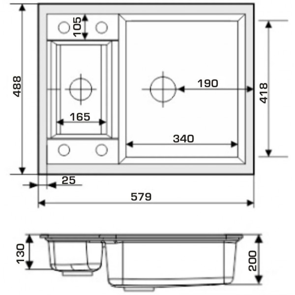 Фото - Мийка кухонна GRANADO Samora White
