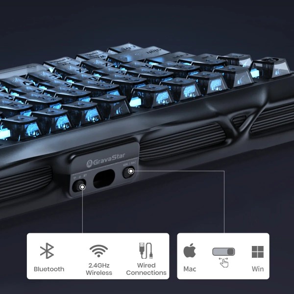Фото - Клавиатура беспроводная игровая GravaStar Mercury K1 80keys (GSK1_XTAL_BLK)