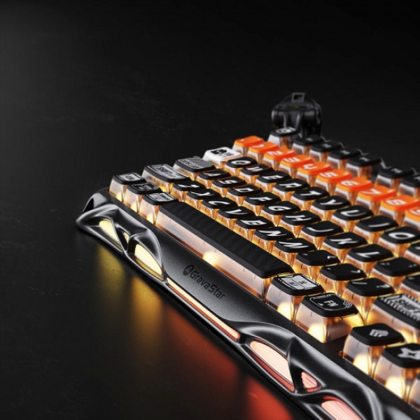 Фото - Клавиатура беспроводная игровая GravaStar Mercury K1 Pro 80keys, GravaStar x Kailh Speedy Mint, BT/WL/USB, RGB, CyberFlare (GSK1PRO_BO_BLK)