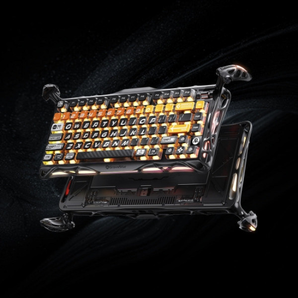 Фото - Клавиатура беспроводная игровая GravaStar Mercury K1 Pro 80keys, GravaStar x Kailh Speedy Mint, BT/WL/USB, RGB, CyberFlare (GSK1PRO_BO_BLK)