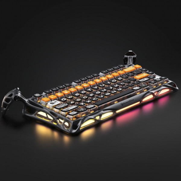 Фото - Клавиатура беспроводная игровая GravaStar Mercury K1 Pro 80keys, GravaStar x Kailh Speedy Mint, BT/WL/USB, RGB, CyberFlare (GSK1PRO_BO_BLK)