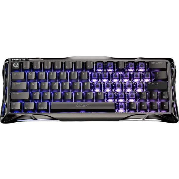 Фото - Клавиатура беспроводная игровая GravaStar Mercury V60 Pro 60keys, GravaStar Blackcore, USB-A, 8k,RGB, GunMetal (GSV60PRO_XTAL_BLK)