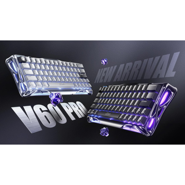 Фото - Клавиатура беспроводная игровая GravaStar Mercury V60 Pro 60keys, GravaStar Blackcore, USB-A, 8k,RGB, GunMetal (GSV60PRO_XTAL_BLK)