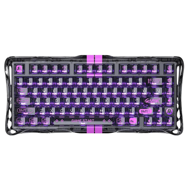 Фото - Клавиатура беспроводная игровая GravaStar Mercury V75 Lite 75keys, Blackcore, USB-A, Transparent Black (GSV75LITE_XTAL_BLK)