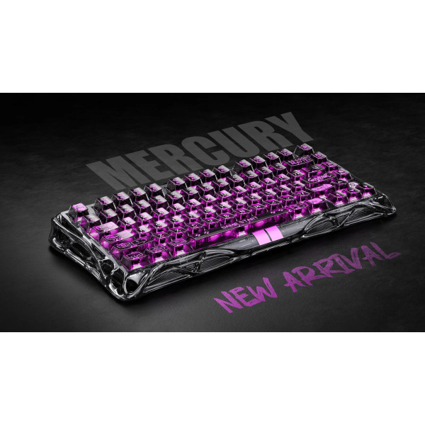 Фото - Клавиатура беспроводная игровая GravaStar Mercury V75 Lite 75keys, Blackcore, USB-A, Transparent Black (GSV75LITE_XTAL_BLK)