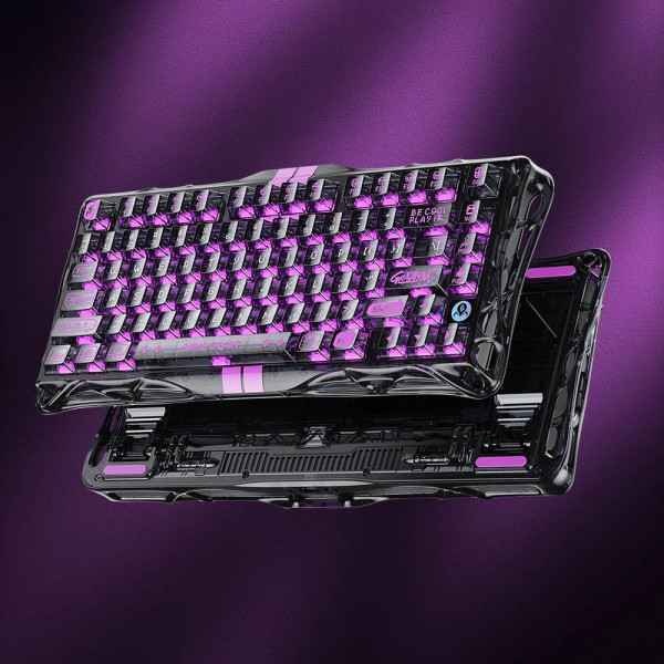 Фото - Клавиатура беспроводная игровая GravaStar Mercury V75 Lite 75keys, Blackcore, USB-A, Transparent Black (GSV75LITE_XTAL_BLK)