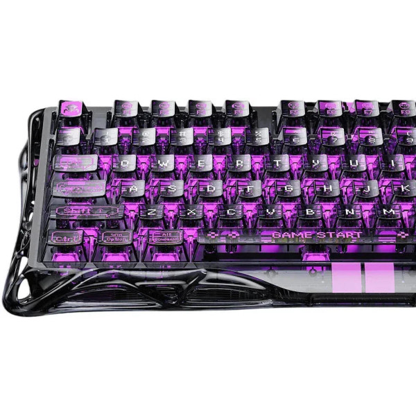 Фото - Клавиатура беспроводная игровая GravaStar Mercury V75 Lite 75keys, Blackcore, USB-A, Transparent Black (GSV75LITE_XTAL_BLK)