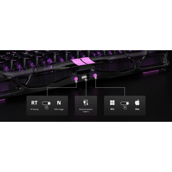 Фото - Клавиатура беспроводная игровая GravaStar Mercury V75 Lite 75keys, Blackcore, USB-A, Transparent Black (GSV75LITE_XTAL_BLK)