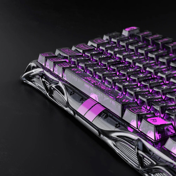 Фото - Клавиатура беспроводная игровая GravaStar Mercury V75 Lite 75keys, Blackcore, USB-A, Transparent Black (GSV75LITE_XTAL_BLK)