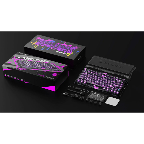 Фото - Клавиатура беспроводная игровая GravaStar Mercury V75 Lite 75keys, Blackcore, USB-A, Transparent Black (GSV75LITE_XTAL_BLK)